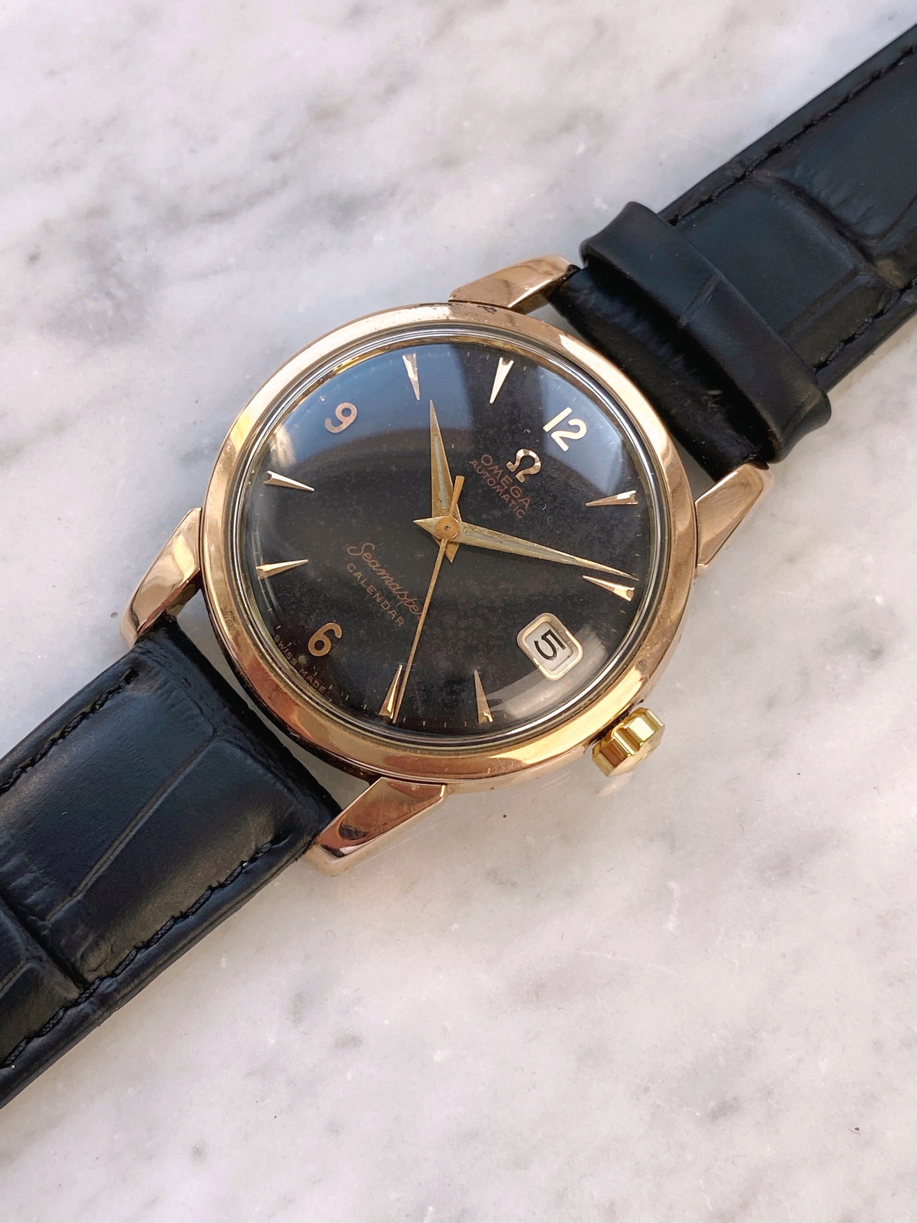 Omega Seamaster Automatic Vintage Rose Gold Plated Black Chocolate Dial ...