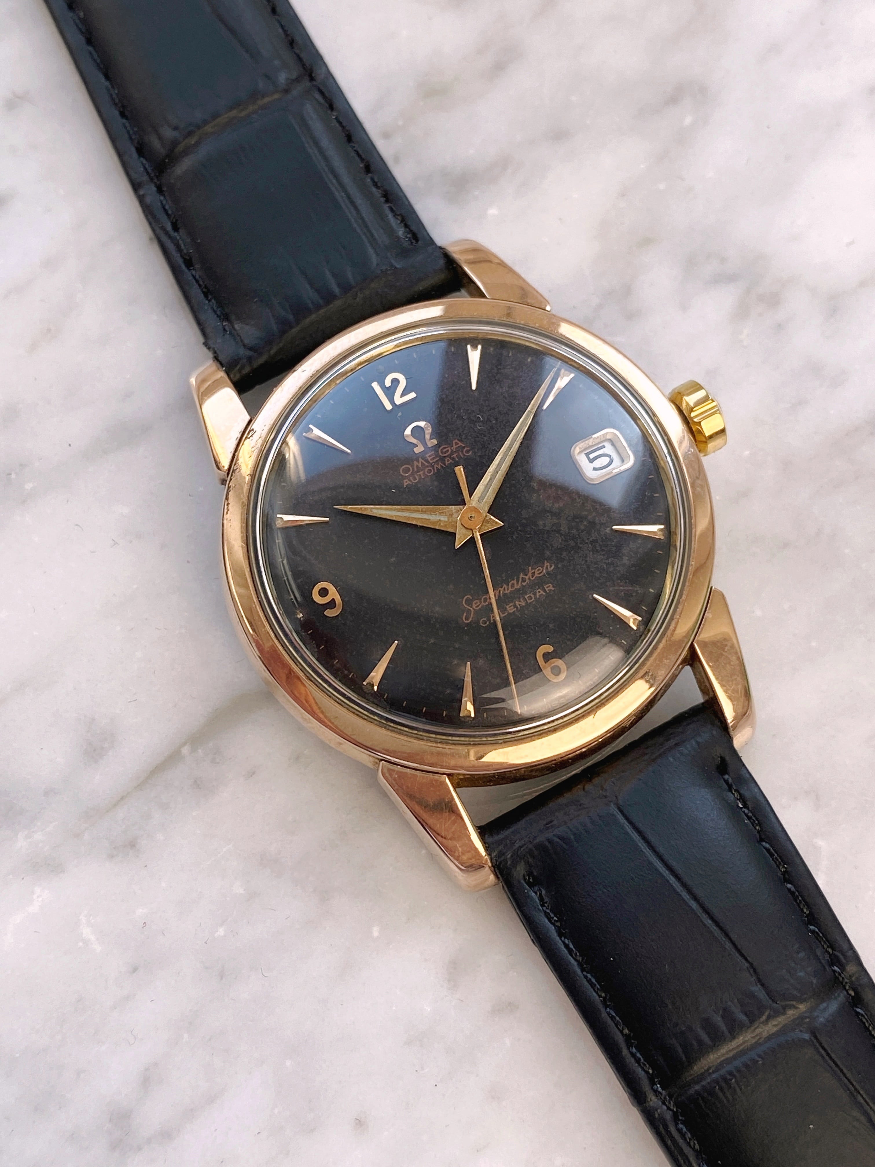 Omega Seamaster Automatic Vintage Rose Gold Plated Black Chocolate Dial ...