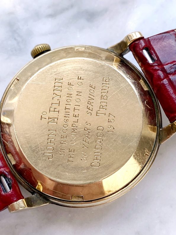 Extrem seltene vintage Omega Automatik Uhr mit Chicago Tower am Ziffernblatt dargestellt