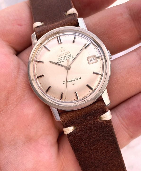 Omega Constellation Automatic Vintage Dome LINEN Dial Steel Date 35mm Calatrava 168.010