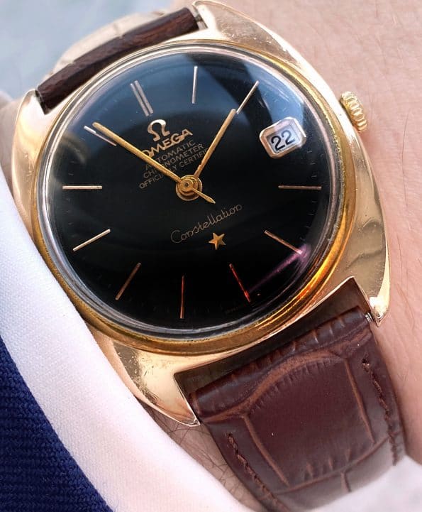 Omega Constellation Chronometer Black Dial Rose Gold Plated Automatic Automatik 168017