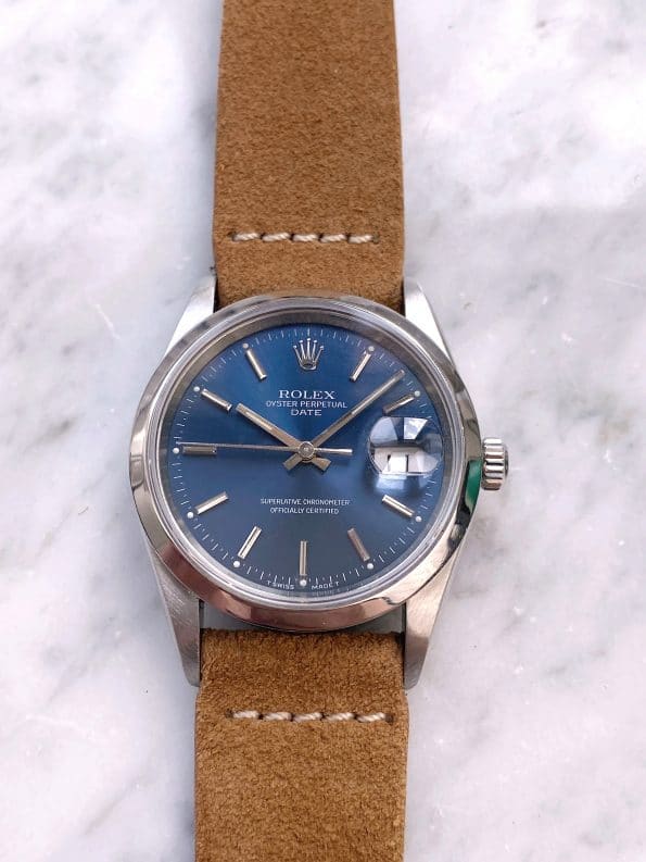 Vintage Rolex Date Blaues Ziffernblatt No Hole 15200 Automatic