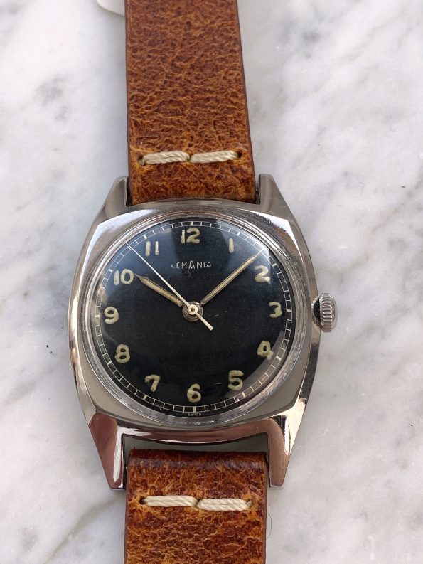 Serviced Lemania Vintage Military 38mm Black Unrestored Dial Czech Air Force Vintage