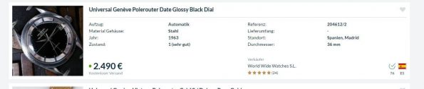 Rare Universal Geneve Polerouter Automatikc Black Dial
