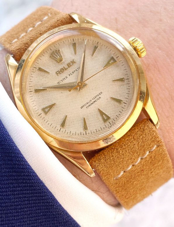 Rolex Oyster Perpetual Vollgold Chronometer Vintage Honigwabenziffernblatt 6284