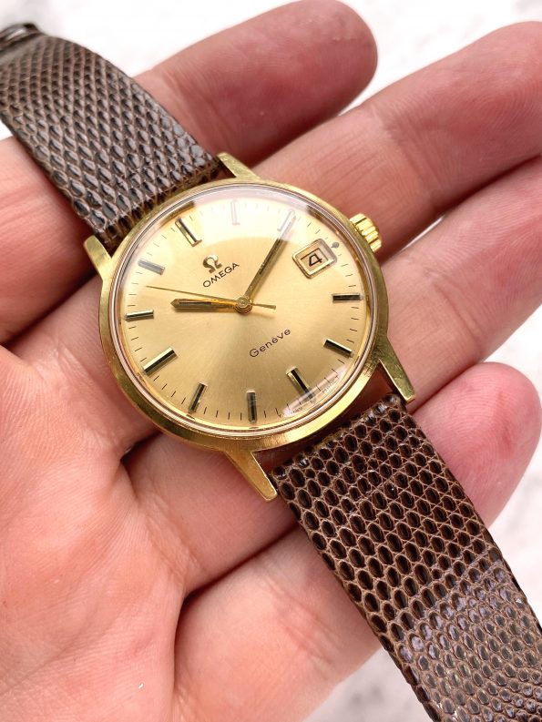 Serviced Omega Geneve Handwinding Vintage Gold Plated Date