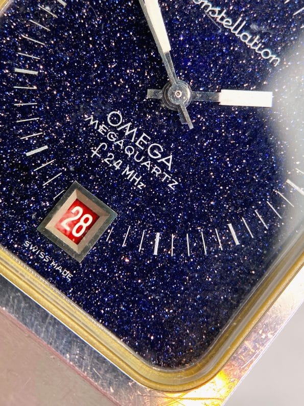 Omega Constellation Megaquartz F 24 MHZ Vintage Quarz Stahl Blaues Stardust Ziffernblatt 1960013