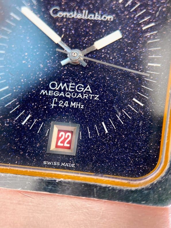 Omega Constellation Megaquartz F 24 MHZ Vintage Quarz Stahl Blaues Stardust Ziffernblatt 1960013