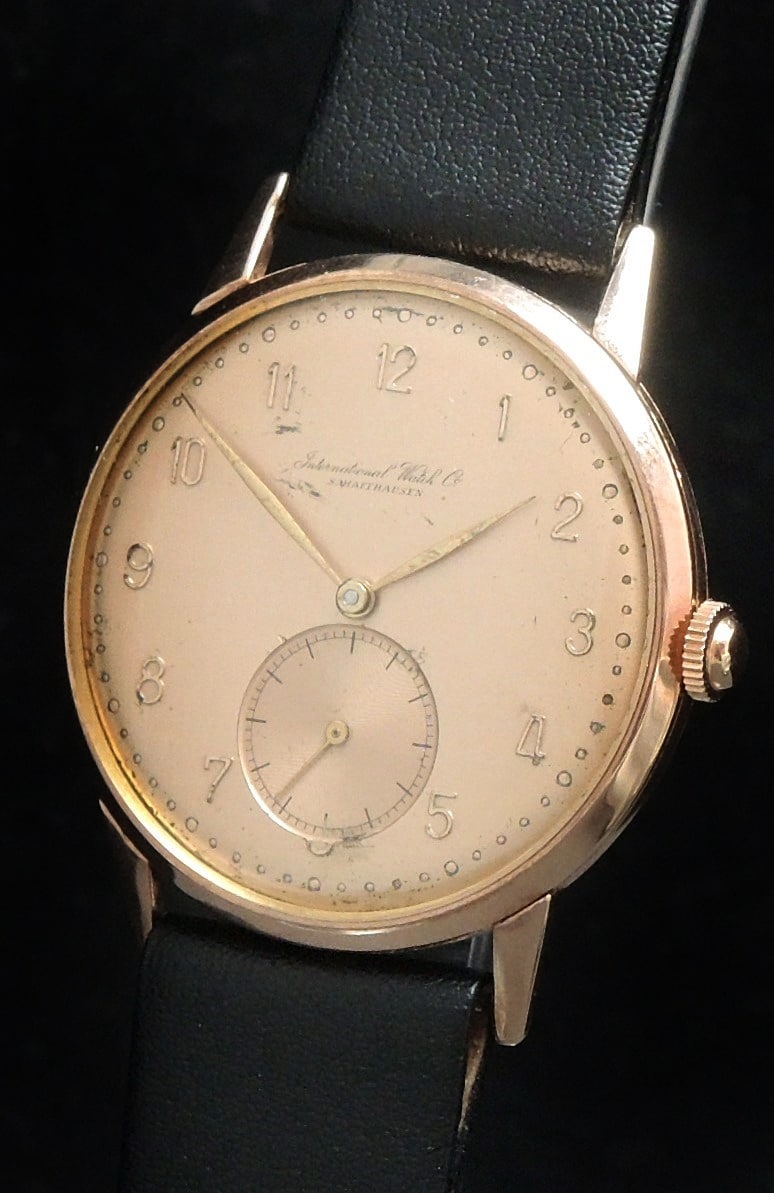 Serviced IWC Handwinding watch in solid 18ct pink gold case | Vintage ...