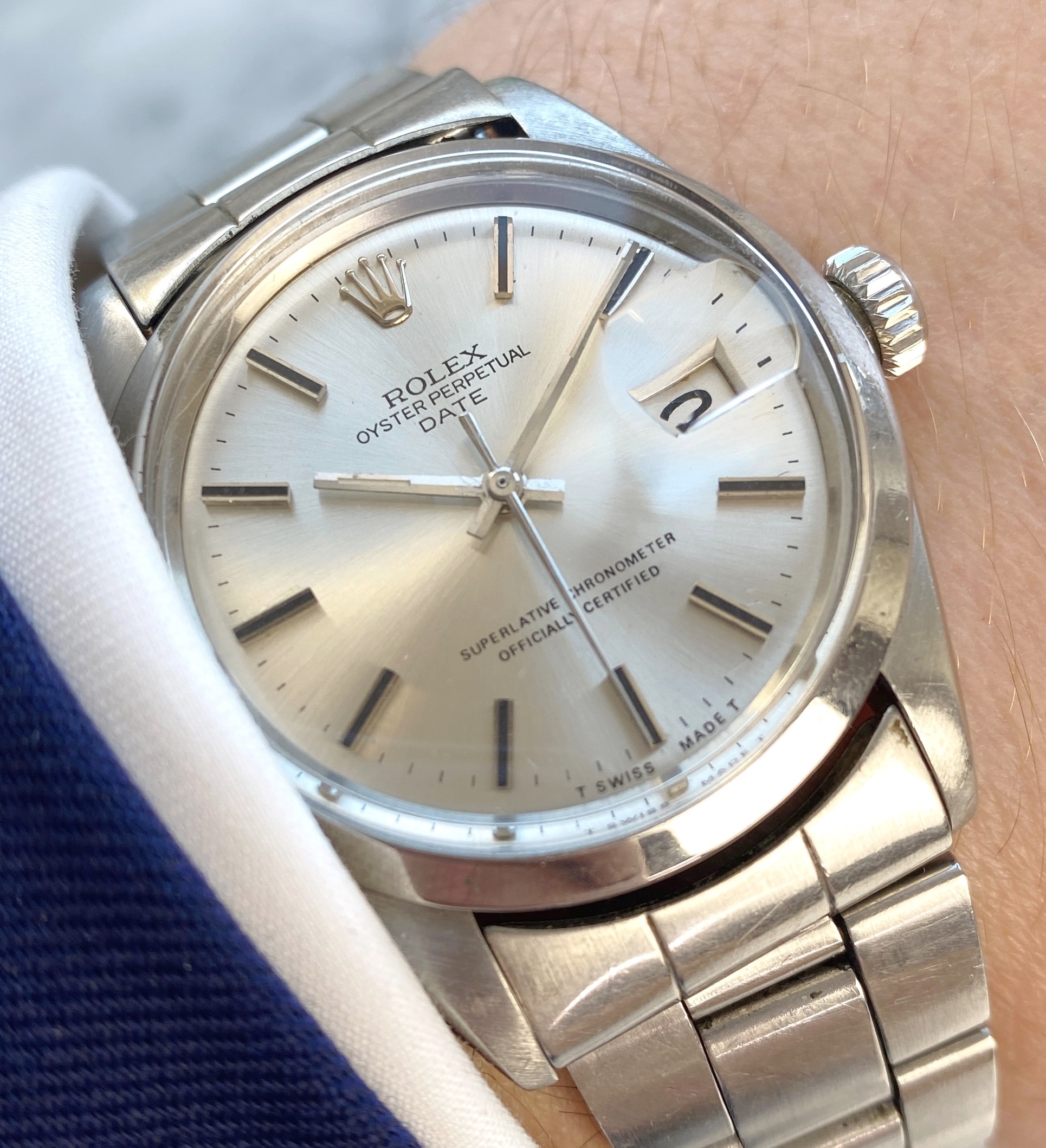 rolex date stainless steel