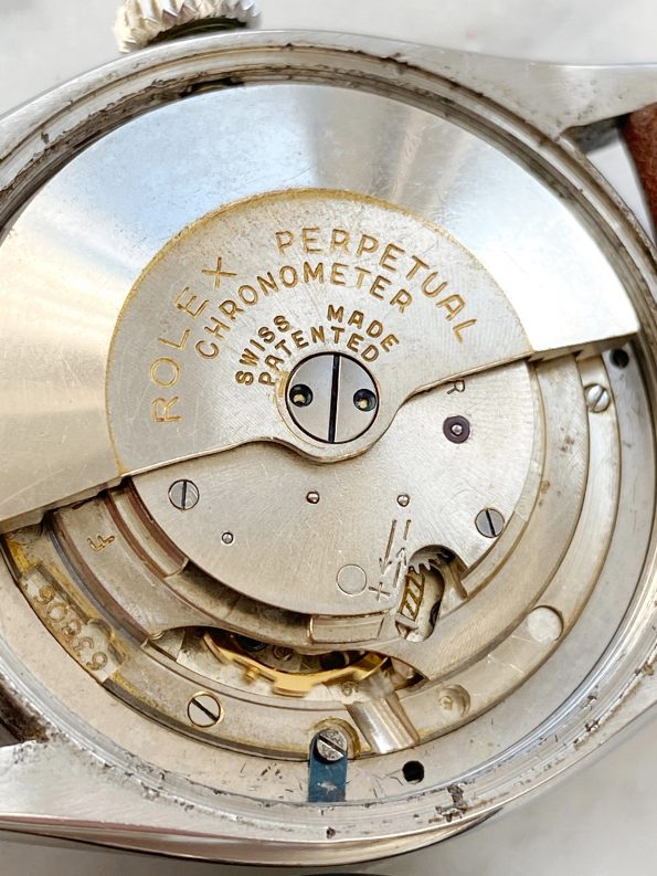 Seltene 1950er Vintage Rolex Ref 6303 Engine Tuned Bezel Oyster Perpetual