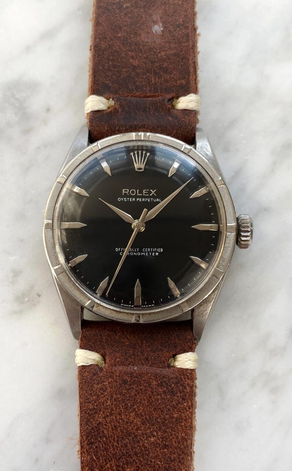 Rare 1950ties Vintage Rolex Ref 6303 Engine Tuned Bezel Oyster Perpetual