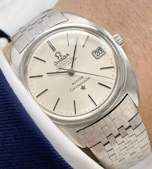 Very Rare White Gold Omega Constellation Vintage Automatic with Bracelet 168009 168017 Meister Dial