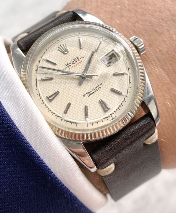 Vintage Rolex Datejust with Restored Honeycomb dial ref 6305 from 1955