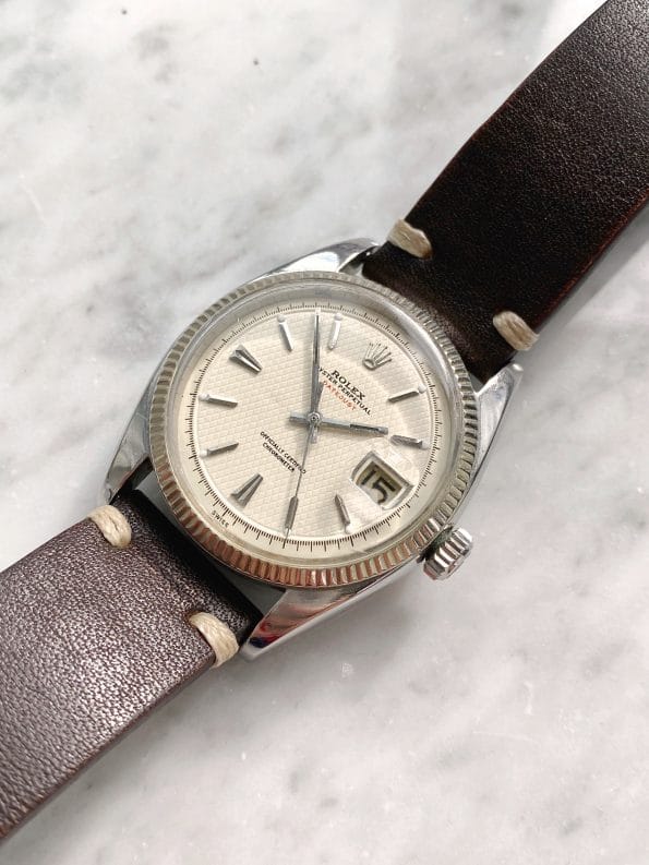 Vintage Rolex Datejust with Restored Honeycomb dial ref 6305 from 1955