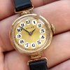 Vintage Rolex Lady Art Deco 9ct Solid ROSE Gold Hinged Lugs Golden Dial