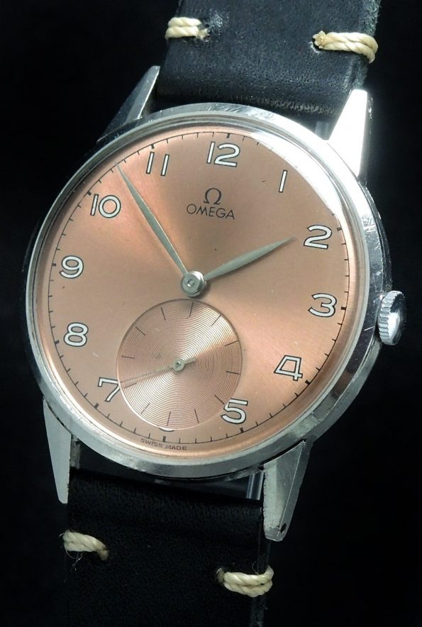 37.5mm Omega Oversize with salmon colored dial 30t2 vintage