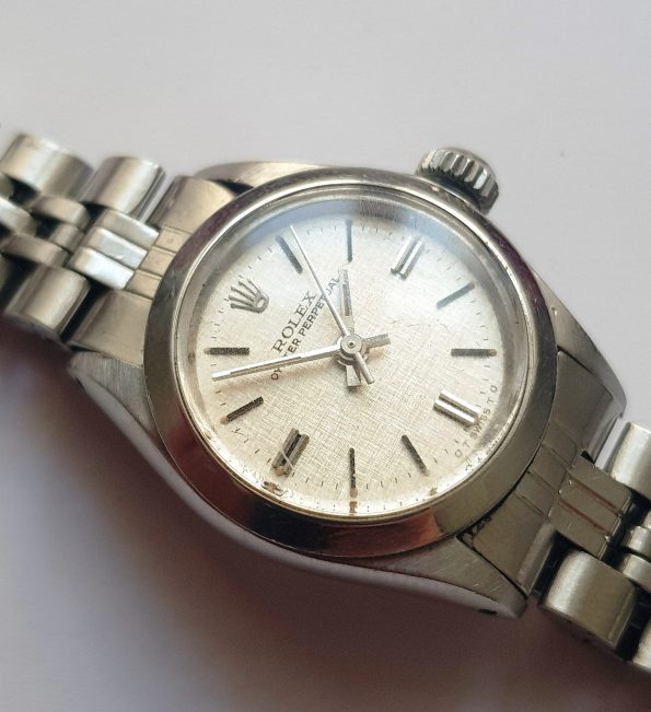 Rolex Ladies Oyster Perpetual Steel Linen Dial 6723