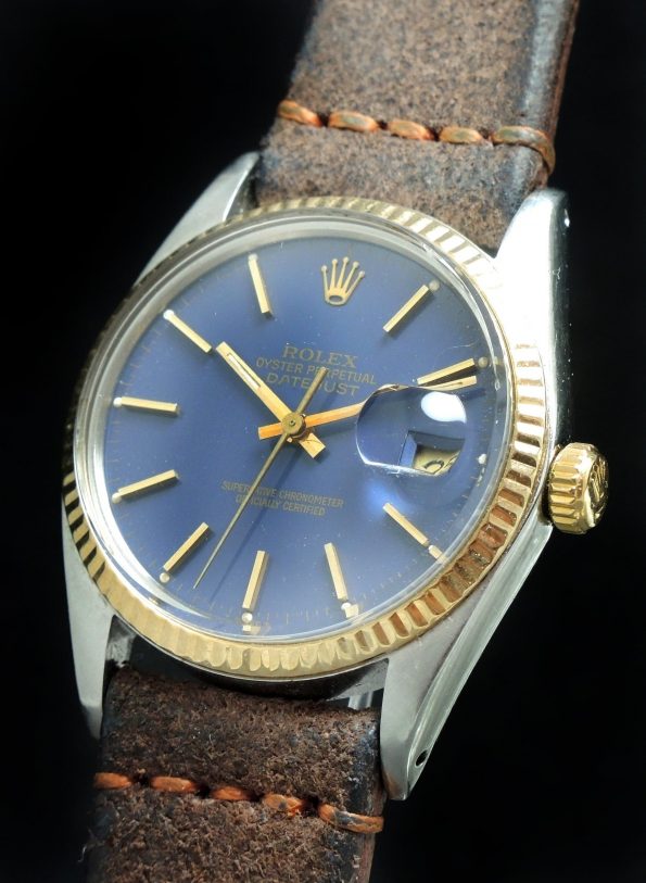 Rolex Datejust 16013 with blue dial and Sude strap