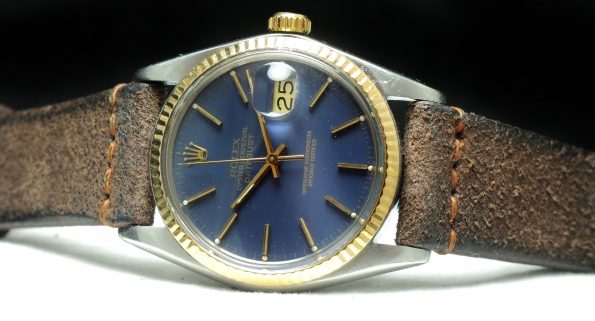 Rolex Datejust 16013 with blue dial and Sude strap