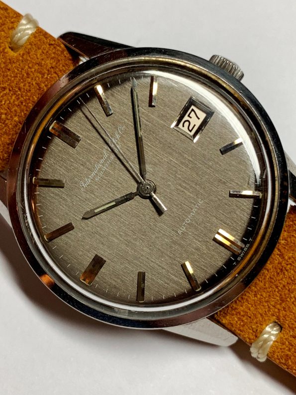 IWC Automatik Uhr mit grauem Leinen Ziffernblatt Vintage