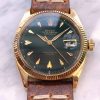 Roulette Date Vintage Rolex Datejust Solid 18ct Gold Customised Green Dial Automatic ref 6605