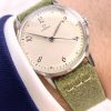 Vintage Omega Handwinding Watch with Green Vintage Ecru Strap 30t2