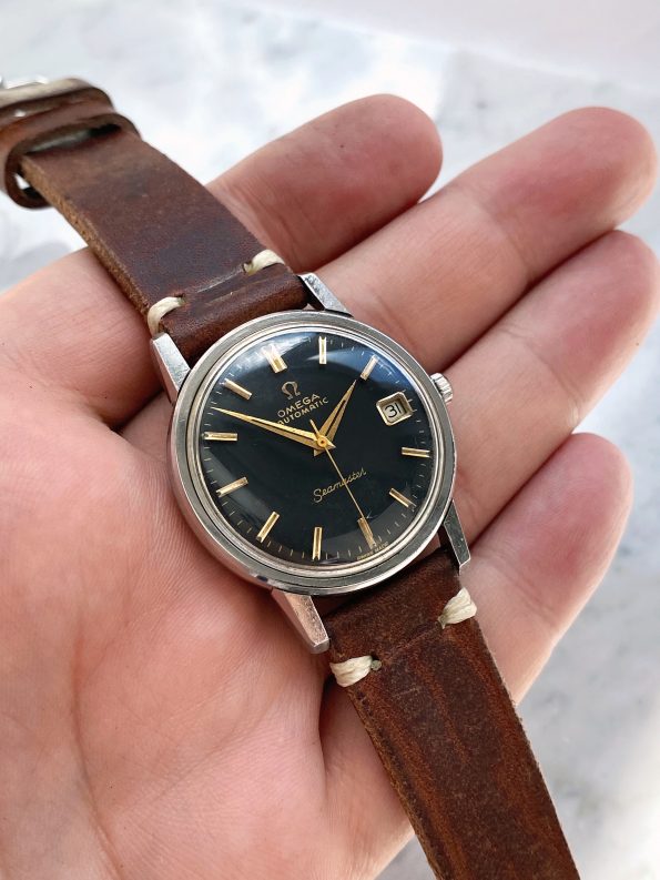 Serviced Omega Seamaster Automatic Vintage Black Restored Dial Date 166.003