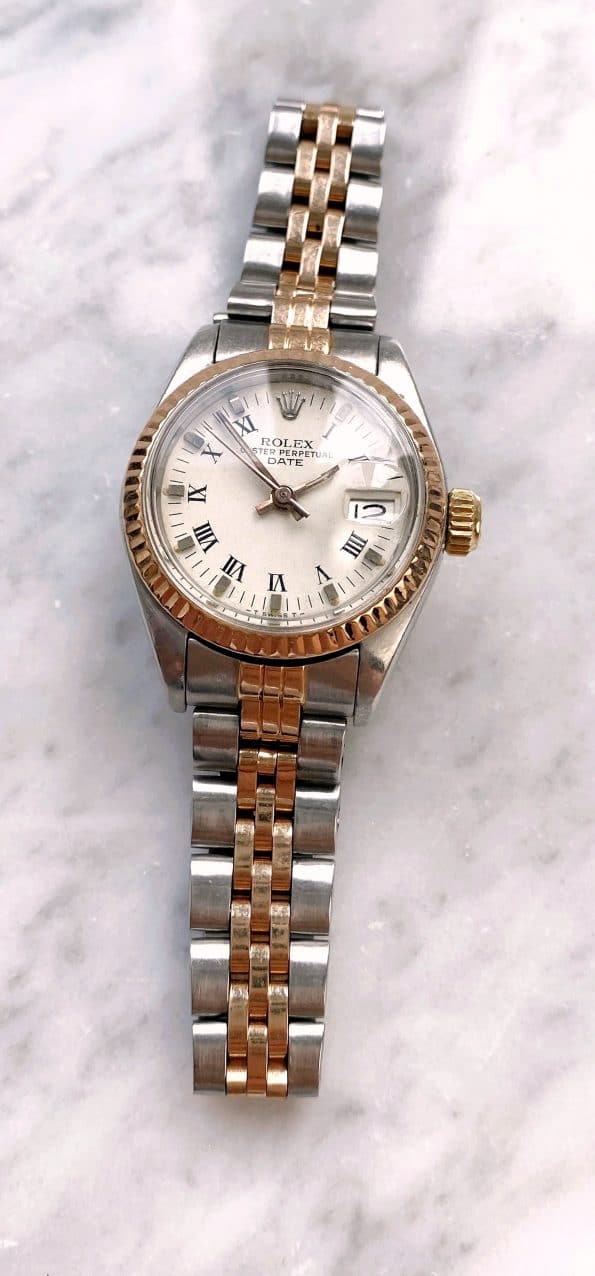 Seltene Vintage Rolex Date Datejust 26mm Damenuhr Stahl Roségold Automatik 6917