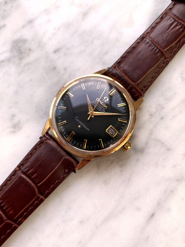 Restored Omega Constellation Automatic Automatik 168.004 Black Dial Pink Gold Plated