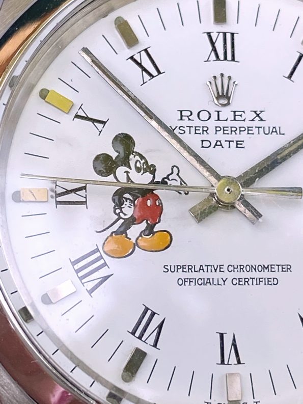 FULLSET Rolex 34mm Date Steel Custom Mickey Mouse Dial Box Papers Automatic
