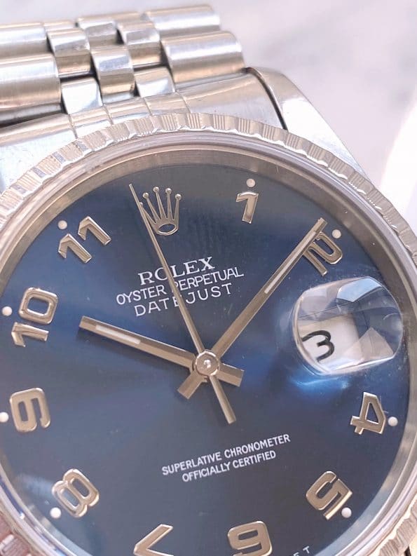 Rolex Datejust 36mm Blaues Ziffernblatt Automatik Sapphir No Hole Stahl