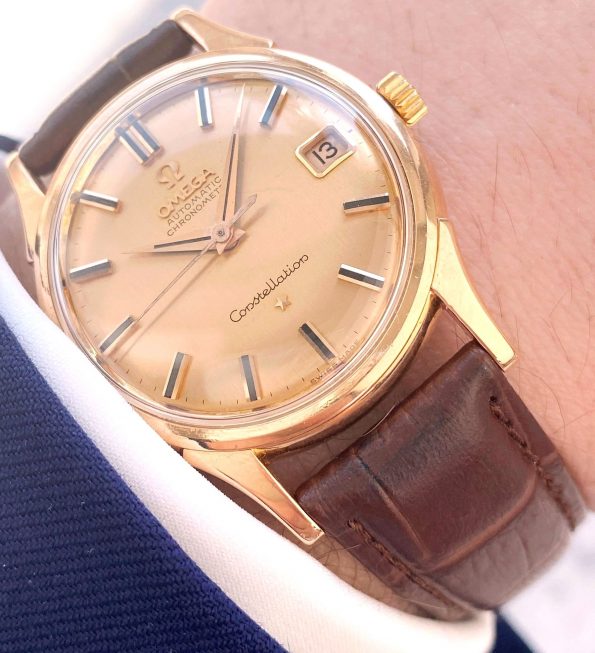 Solid ROSE PINK Gold Omega Constellation Vintage Automatic Automatik De Luxe ref 14393