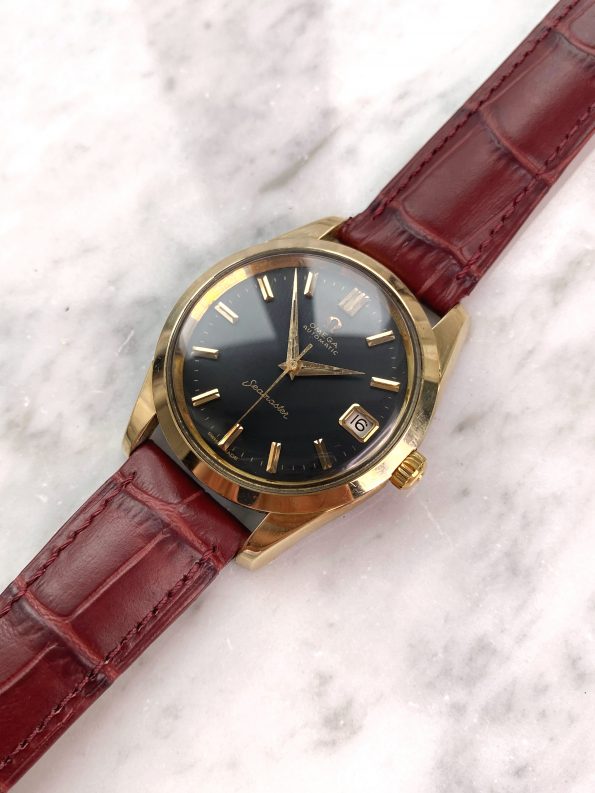 Black Restored Dial Omega Seamaster Vintage Automatic Automatik Gold Plated 14763