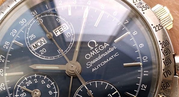 Omega Speedmaster Automatic Automatik Blaues Zifferblatt 3750044 Triple Date