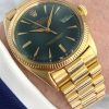 Vintage 50ties Rolex Datejust 6605 18ct Solid Gold Custom Green Money Dial Automatic