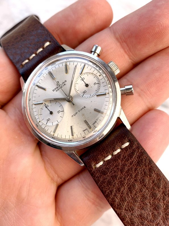 Original Breitling Top Time Chronograph Vintage Steel Silver Dial