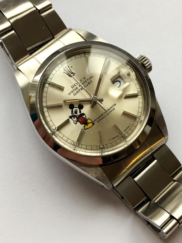 Serviced Rolex Datejust 36mm Steel silver Mickey Mouse dial